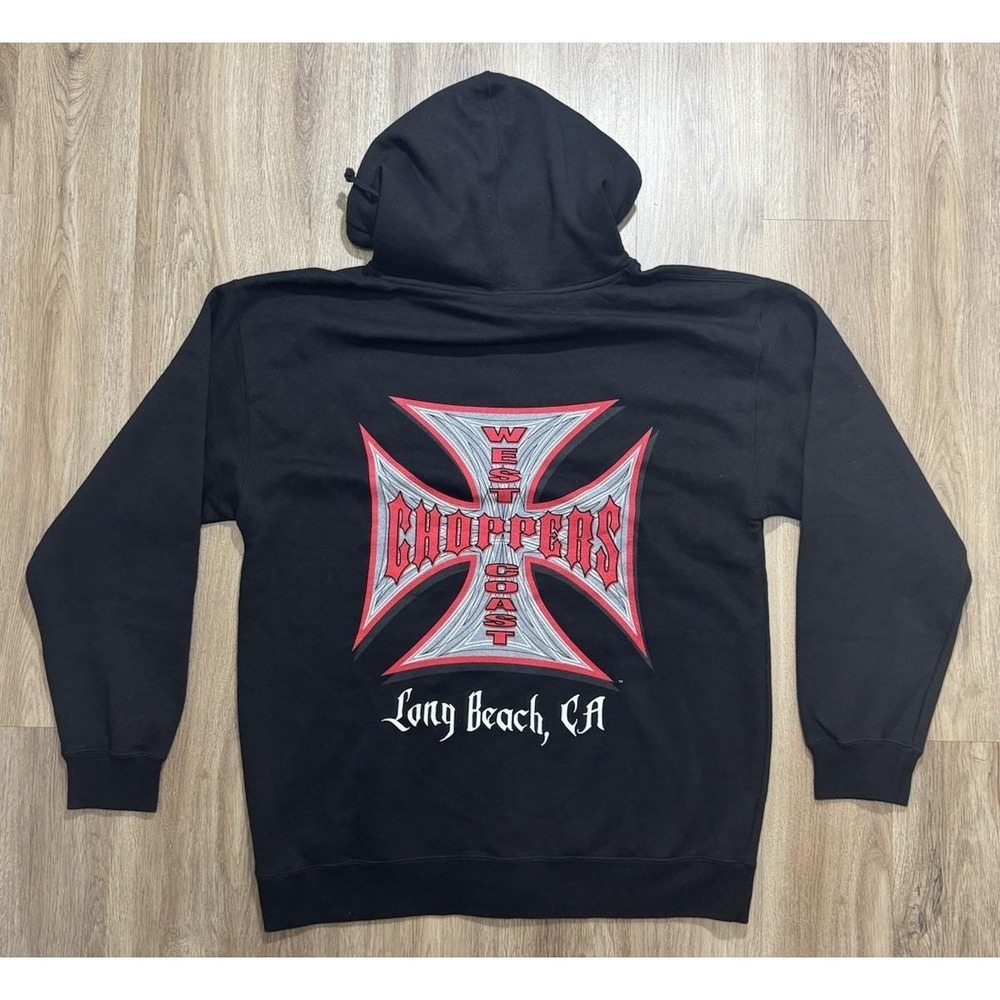 Vintage Y2K West Coast Choppers Black Hoodie Size L